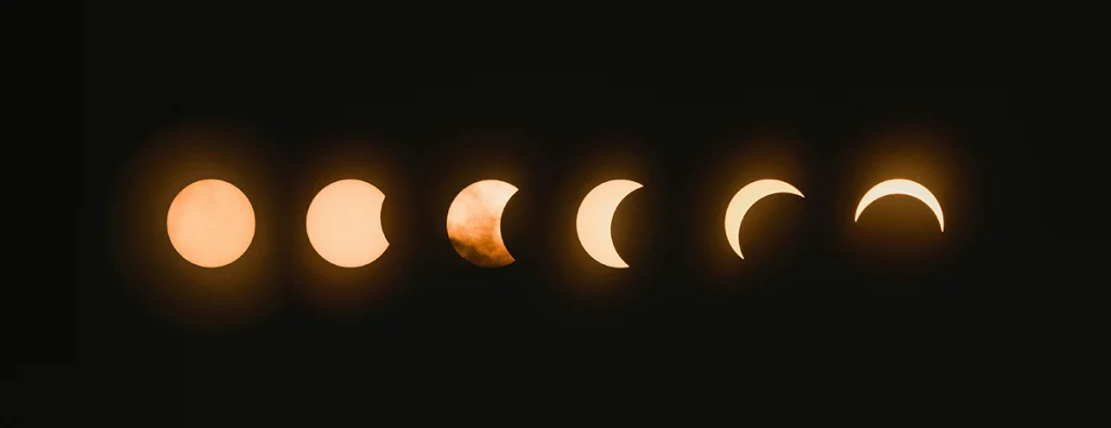 fases en fotografia de un eclipse solar